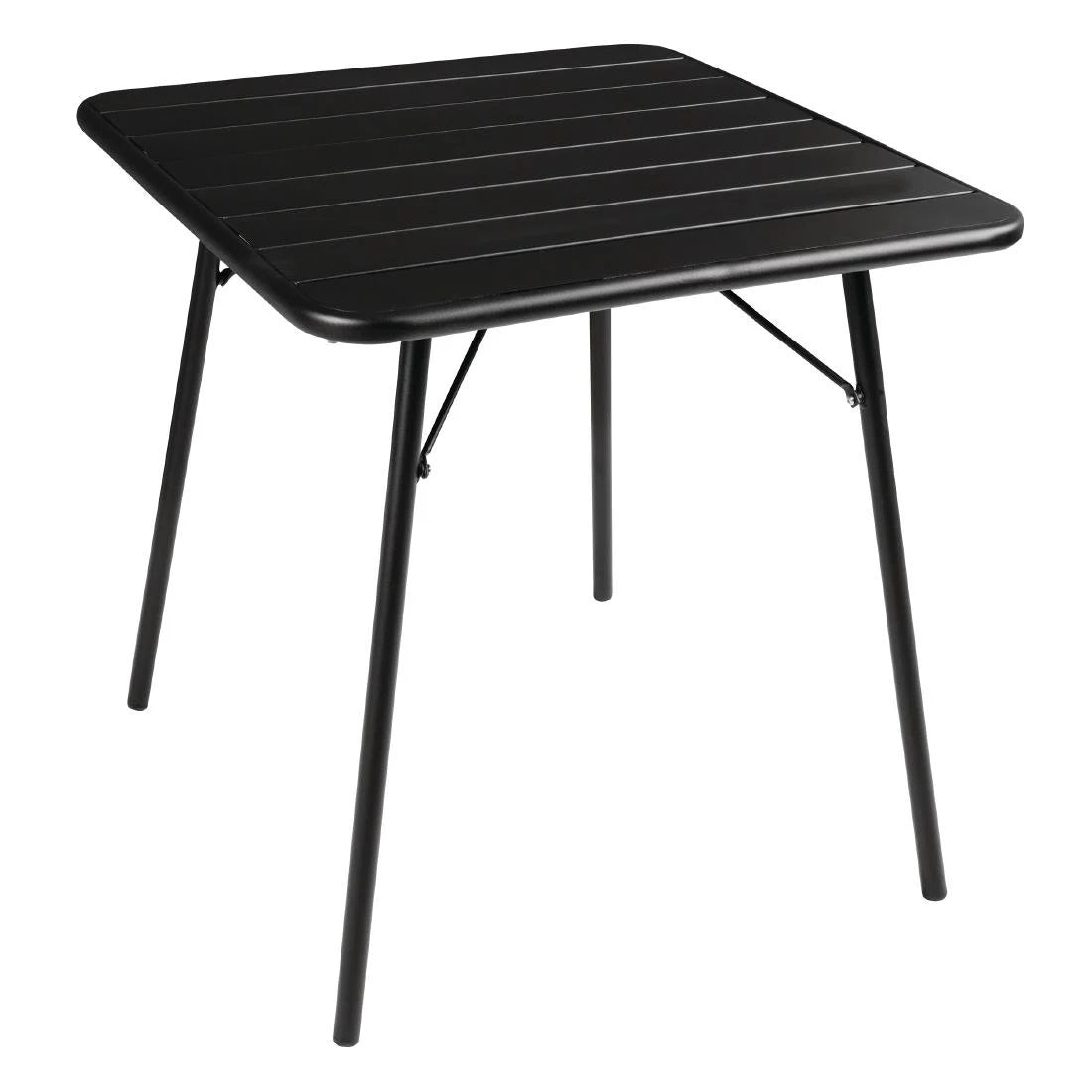 Bolero Square Slatted Steel Table Black 700mm CS731 Mattys