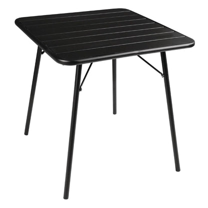 Bolero Square Slatted Steel Table Black 700mm CS731 Mattys