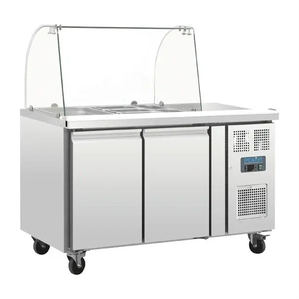 Polar U-Series Double Door Refrigerated Gastronorm Saladette Counter CT393-A Mattys