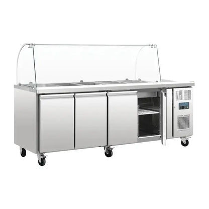 Polar U-Series Four Door Refrigerated Gastronorm Saladette Counter CT395-A Mattys
