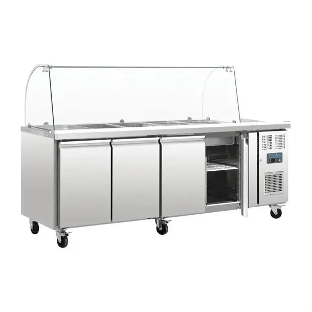Polar U-Series Four Door Refrigerated Gastronorm Saladette Counter CT395-A Mattys