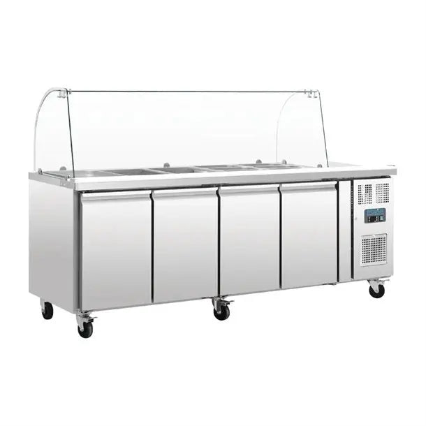 Polar U-Series Four Door Refrigerated Gastronorm Saladette Counter CT395-A Mattys