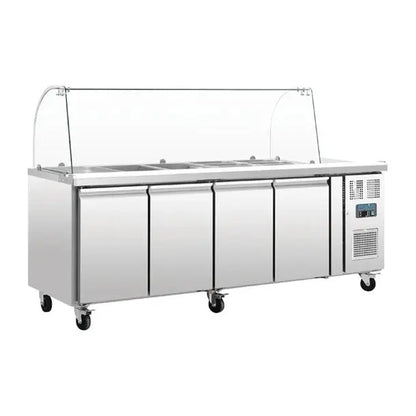 Polar U-Series Four Door Refrigerated Gastronorm Saladette Counter CT395-A Mattys