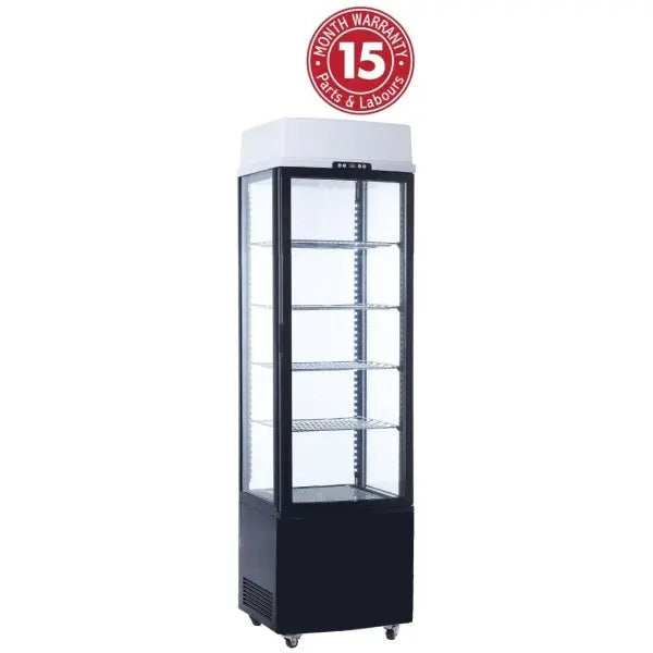 EXQUISITE CTD235 BLACK/WHITE FOUR SIDED GLASS UPRIGHT DISPLAY REFRIGERATORS Mattys