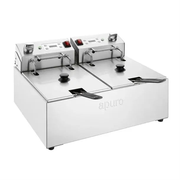 Bench Top Fryers Apuro Double Electric Fryer with Timer 2x5Ltr - CU624-A Mattys