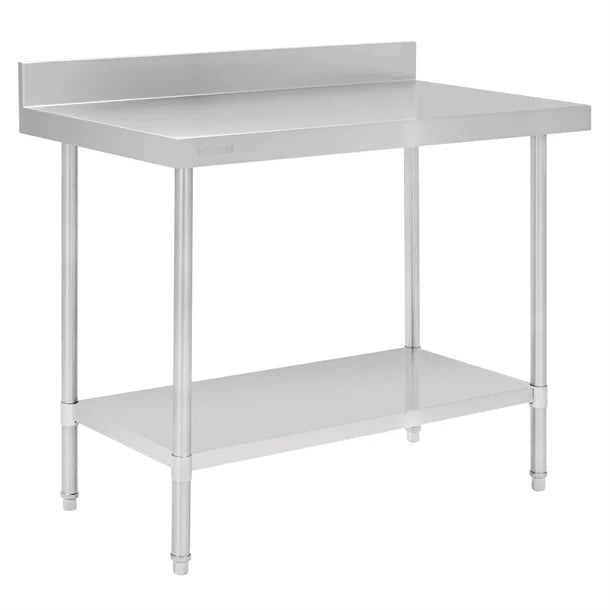Vogue Premium Stainless Steel Table with Splashback 1200mm DA339 Mattys