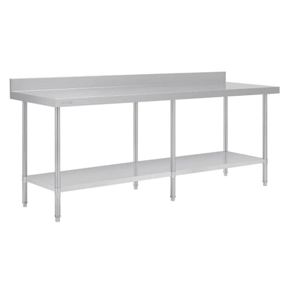 Vogue Premium Stainless Steel Table with Splashback 2400mm DA343 Mattys