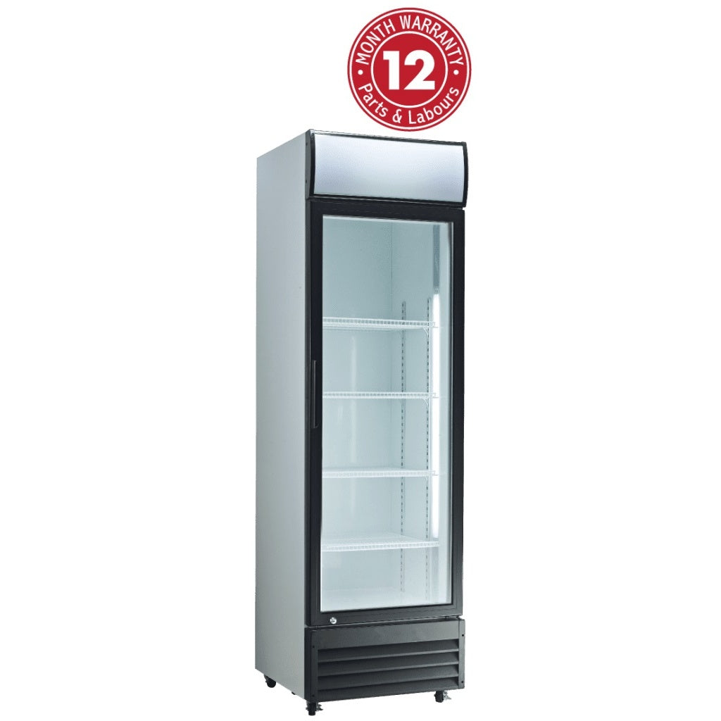 EXQUISITE DC400P White/Black Single Door Display Fridge - 400 Litre Mattys