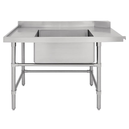 Vogue Dishwasher Inlet Table with Sink 90mm outlet - 1200x700x960mm L/H DE471 Mattys