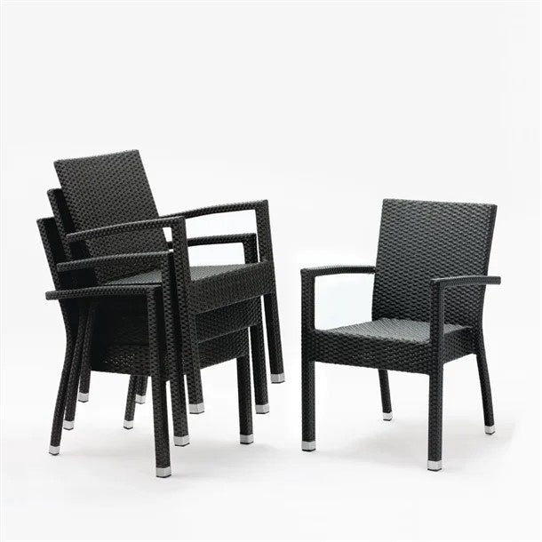 Bolero Wicker Arm Chair Charcoal (Pack 4) DL477 Mattys