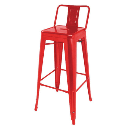 Bolero High Metal Bar Stools with Back Rests Red (Pack of 4) - DL872 Mattys