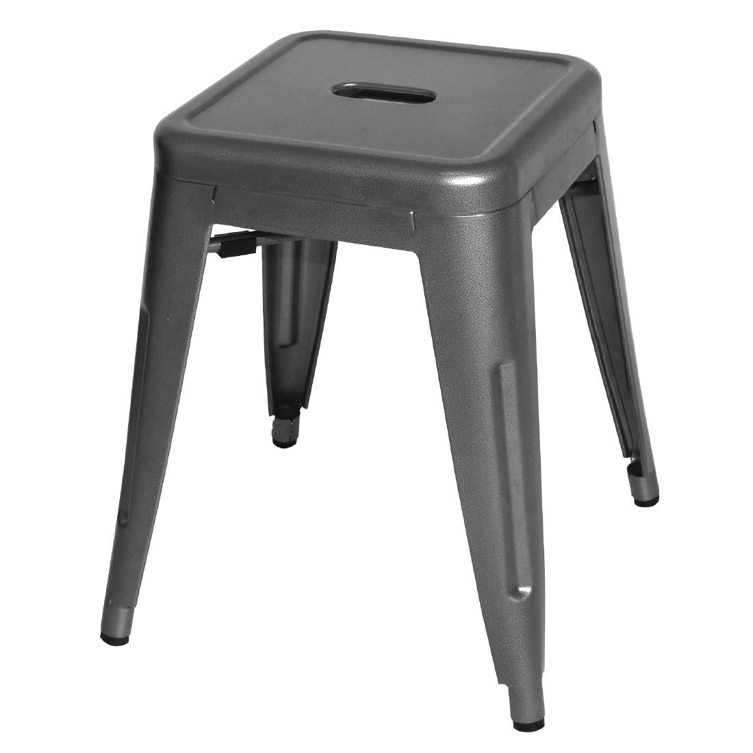Bolero Low Metal Bar Stools Gun Metal Grey (Pack of 4) - DM933 Mattys