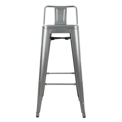 Dishwashing Bolero High Metal Bar Stools with Back Rests Gun Metal Grey (Pack of 4) - DM935 Bolero