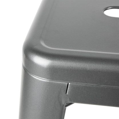 Dishwashing Bolero High Metal Bar Stools with Back Rests Gun Metal Grey (Pack of 4) - DM935 Bolero