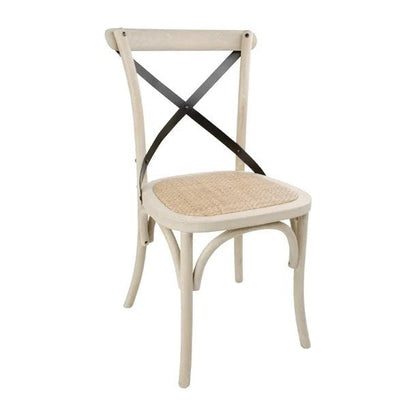Bolero Wooden Dining Chair with Metal Cross Backrest Earthwash Finish (Box 2) DR306 Mattys