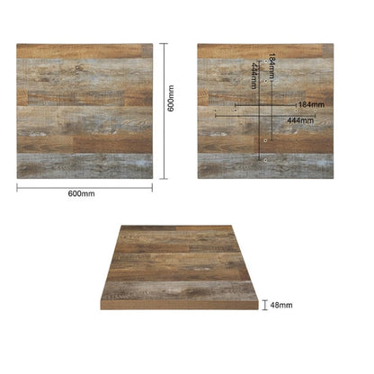 Benchtop Bolero Pre-Drilled Square Table Urban Dark 600mm - DR821 Bolero