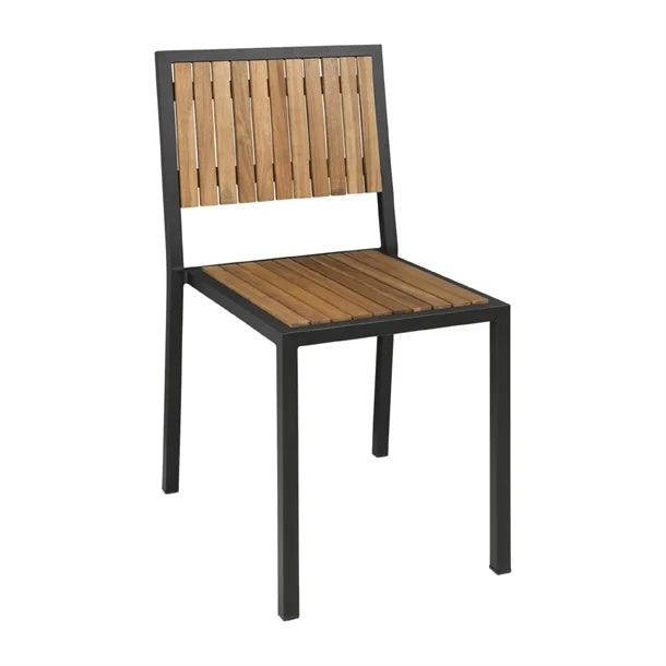 Bolero Steel & Acacia Side Chairs (Pack of 4) DS150 Mattys