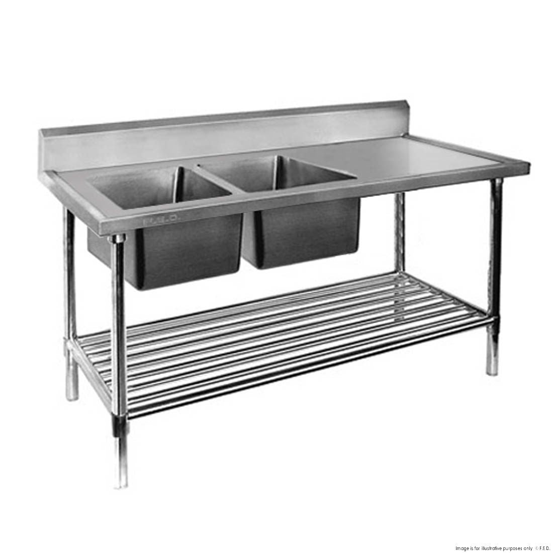 F.E.D. Modular systems DSB6-1500L/A Double Left Sink Bench With Pot Undershelf Mattys