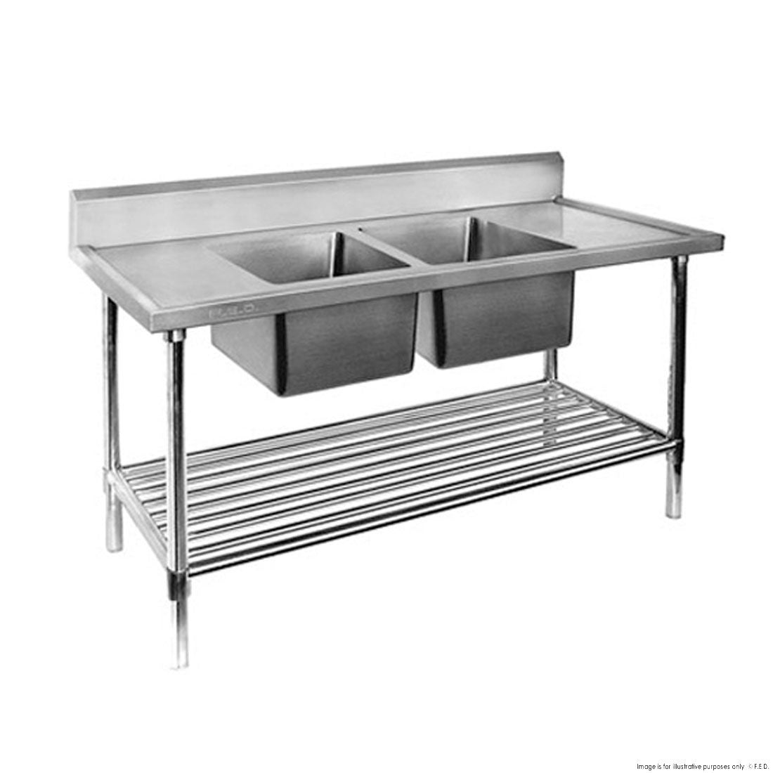 F.E.D. Modular systems DSB7-1800C/A Double Centre Sink Bench With Pot Undershelf Mattys