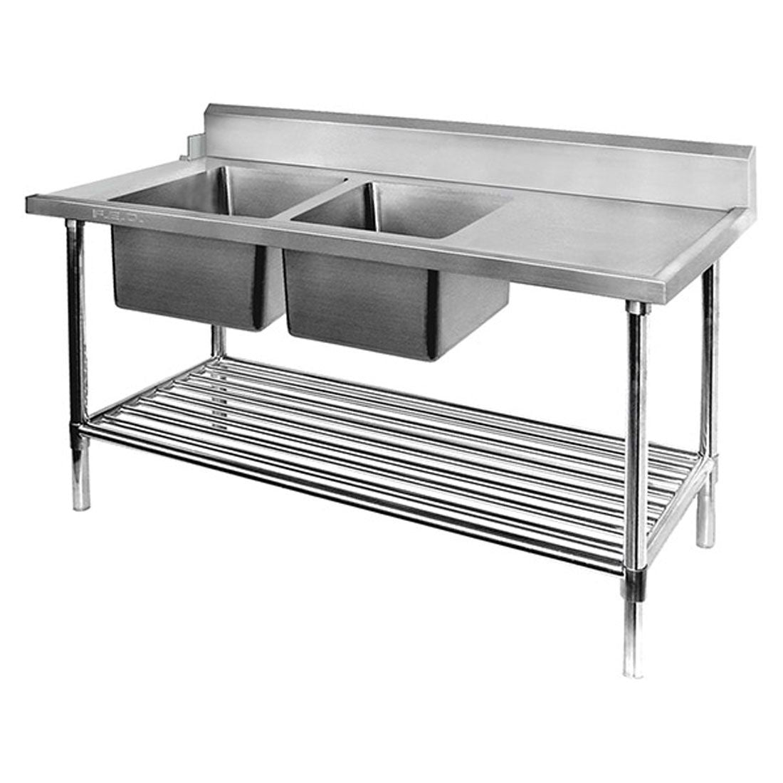 Left Inlet Double Sink Dishwasher Bench - DSBD7-1500L/A Modular Systems