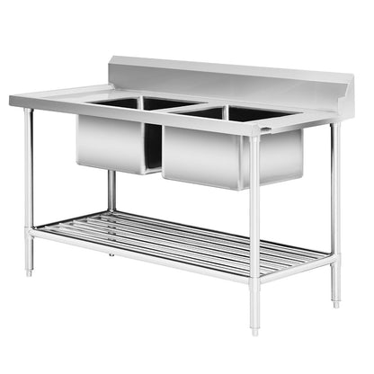 Right Inlet Double Sink Dishwasher Bench - DSBD7-1500R/A Modular Systems