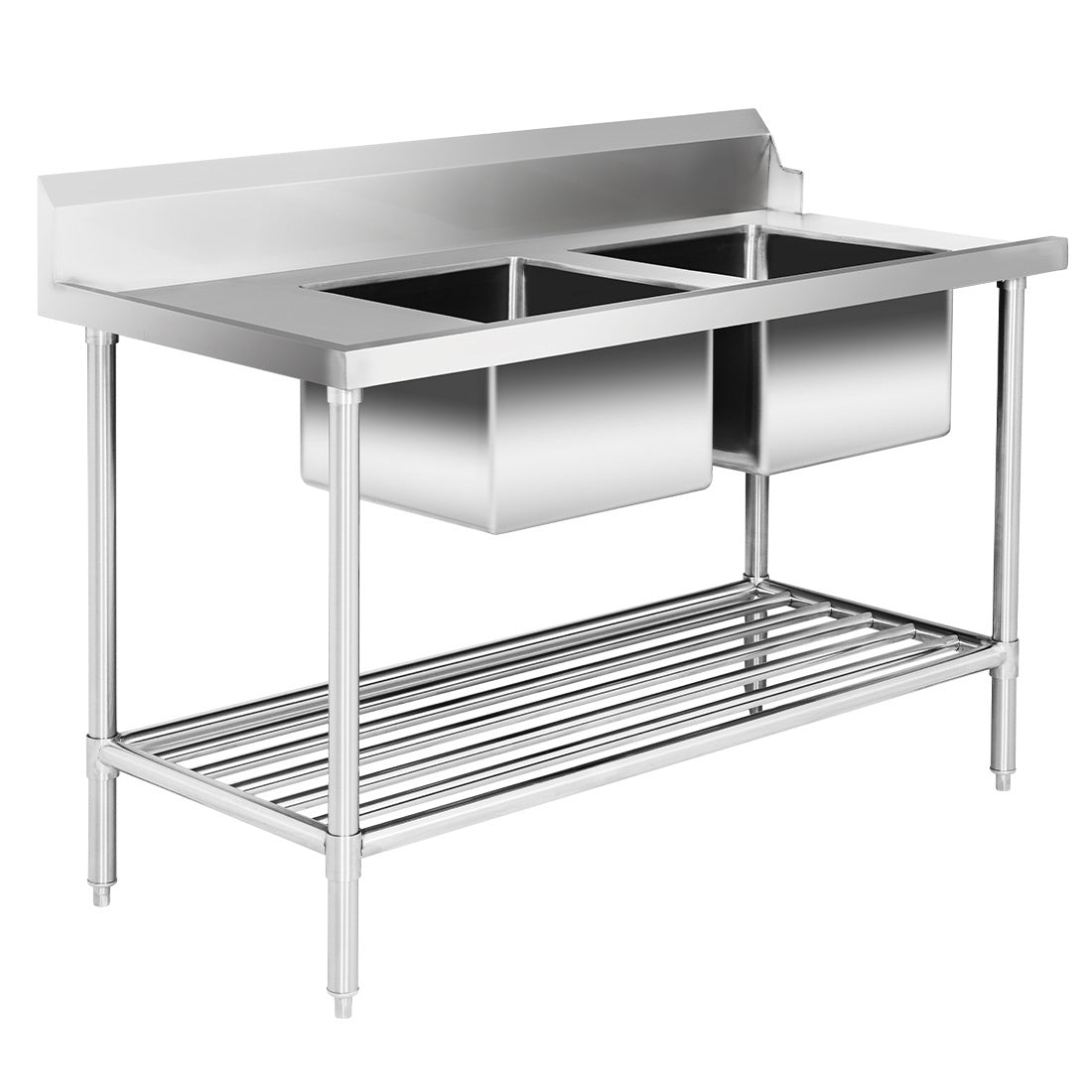 Right Inlet Double Sink Dishwasher Bench - DSBD7-1500R/A Modular Systems