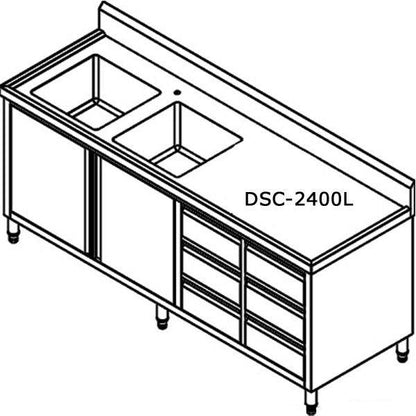 DSC-2400L-H KITCHEN TIDY CABINET WITH DOUBLE LEFT SINKS Modular Systems