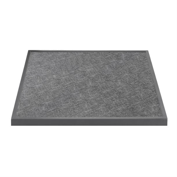Bolero Black Brushed Mix Outdoor Tempered Glass Table Top Square Grey Trim 700mm DZ873 Mattys