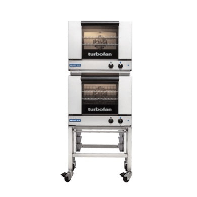 Turbofan Half Size Tray Manual Electric Convection Ovens Double Stacked With Castor Base Stand E22M3/2C