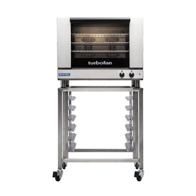 Turbofan Full Size Tray Manual Electric Convection Ovens Double Stacked With Castor Base Stand E28M4/2C