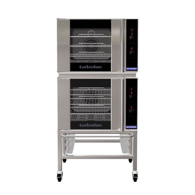 Turbofan Double Stacked - GN 1/1 Manual / Electric Convection Ovens Double Stacked on a Stainless Steel Base Stand E30M3/2C