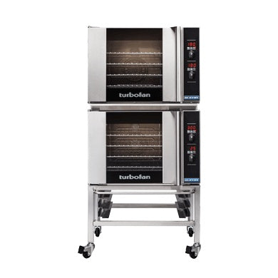 Turbofan Full Size Tray Digital Electric Convection Ovens Double Stacked With Castor Base Stand E31D4/2C