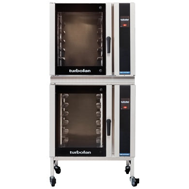 Turbofan Full Size Electric Convection Oven Touch Screen Control with Adjustable Feet Base Stand Double Stacked E35T6-30/2