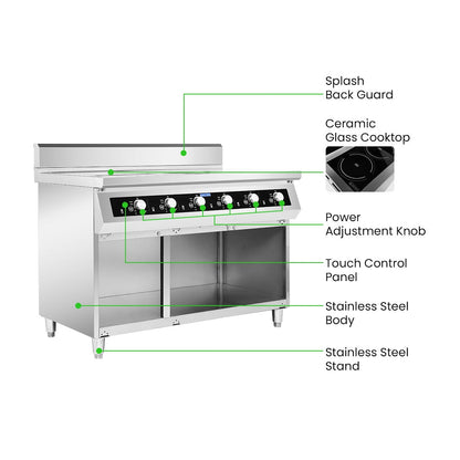 ElectMax 900 Series Induction 6 Burner Cooker with Splashback EIC9-1200P Electmax