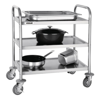 Stainless Steel & Shelving Vogue Stainless Steel 3 Tier Clearing Trolley Small - F993 Vogue