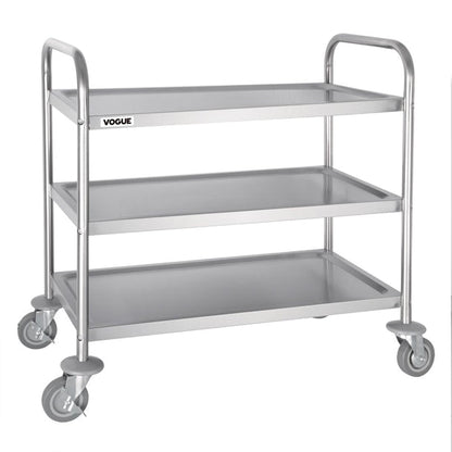 Stainless Steel & Shelving Vogue Stainless Steel 3 Tier Clearing Trolley Medium - F994 Vogue