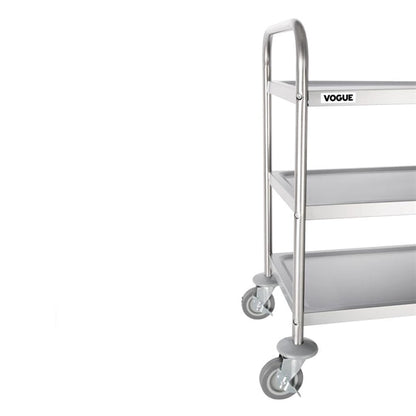 Stainless Steel & Shelving Vogue Stainless Steel 3 Tier Clearing Trolley Medium - F994 Vogue