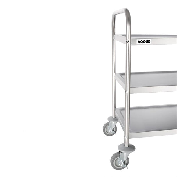 Stainless Steel & Shelving Vogue Stainless Steel 3 Tier Clearing Trolley Medium - F994 Vogue