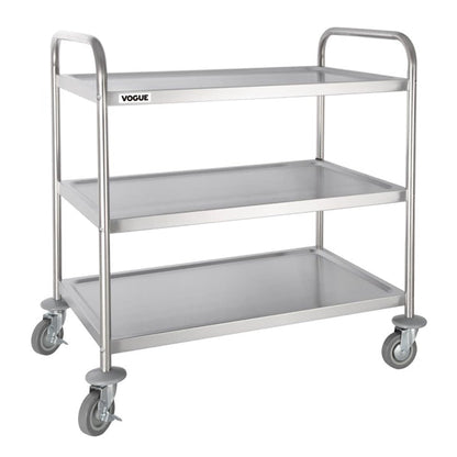 Stainless Steel & Shelving Vogue Stainless Steel 3 Tier Clearing Trolley Large - F995 Vogue