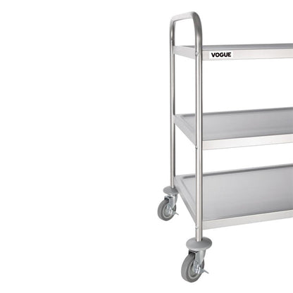Stainless Steel & Shelving Vogue Stainless Steel 3 Tier Clearing Trolley Large - F995 Vogue