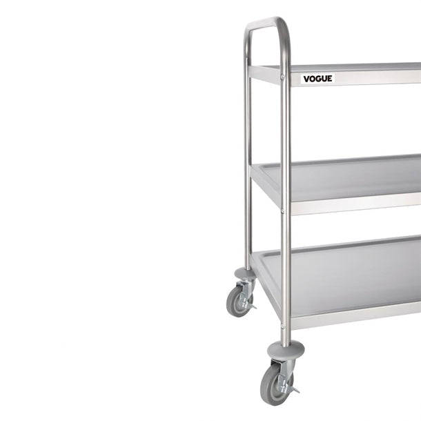 Stainless Steel & Shelving Vogue Stainless Steel 3 Tier Clearing Trolley Large - F995 Vogue