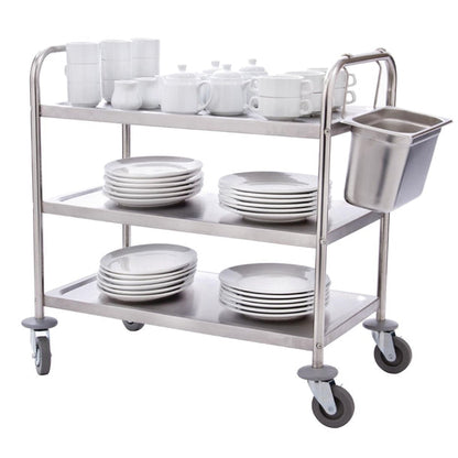 Stainless Steel & Shelving Vogue Stainless Steel 3 Tier Clearing Trolley Large - F995 Vogue