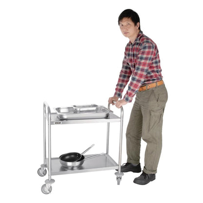 Stainless Steel & Shelving Vogue Stainless Steel 2 Tier Clearing Trolley Small - F996 Vogue