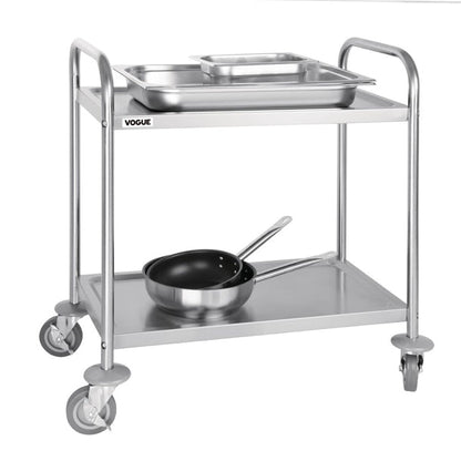Stainless Steel & Shelving Vogue Stainless Steel 2 Tier Clearing Trolley Small - F996 Vogue