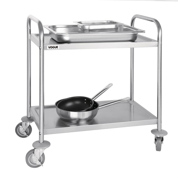 Stainless Steel & Shelving Vogue Stainless Steel 2 Tier Clearing Trolley Small - F996 Vogue