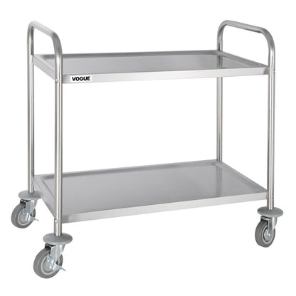 Stainless Steel & Shelving Vogue Stainless Steel 2 Tier Clearing Trolley Medium - F997 Vogue