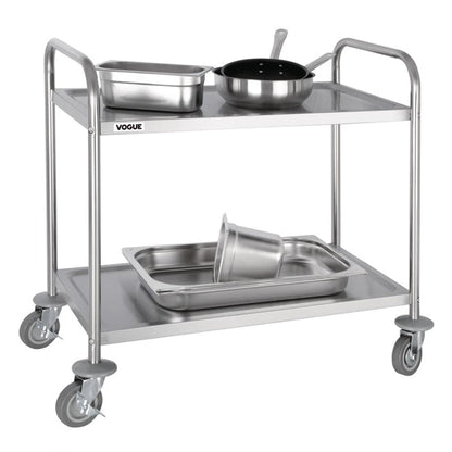 Stainless Steel & Shelving Vogue Stainless Steel 2 Tier Clearing Trolley Medium - F997 Vogue