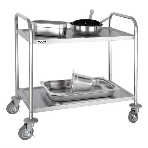 Stainless Steel & Shelving Vogue Stainless Steel 2 Tier Clearing Trolley Medium - F997 Vogue