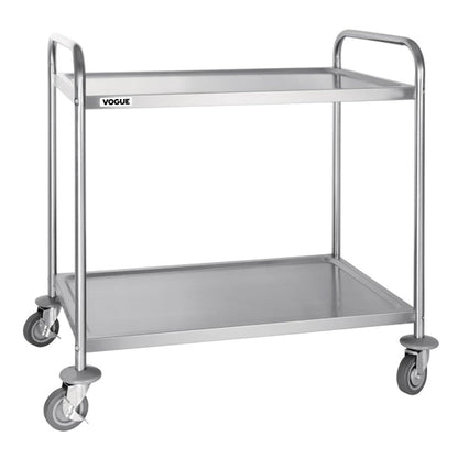 Stainless Steel & Shelving Vogue Stainless Steel 2 Tier Clearing Trolley Large - F998 Vogue