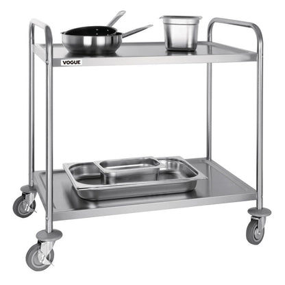 Stainless Steel & Shelving Vogue Stainless Steel 2 Tier Clearing Trolley Large - F998 Vogue